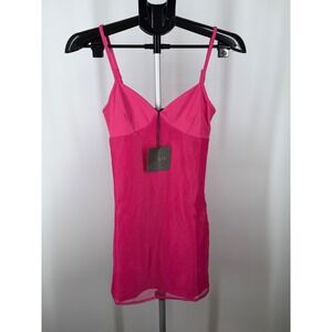 Le Lis Collection Hot Pink Mesh Overlay Mini Dress XS Adjustable Straps New